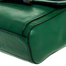 Pre Owned Diane Von Furstenberg Green Lizard Effect Leather Mini 440 Shoulder Bag