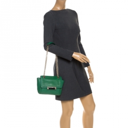 Pre Owned Diane Von Furstenberg Green Lizard Effect Leather Mini 440 Shoulder Bag