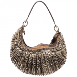 Diane Von Furstenberg Multicolor Chainlink Leather and Suede Medium Stephanie Hobo