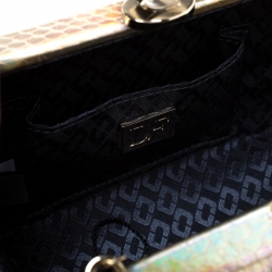 Pre Owned Diane von Furstenberg Gold Snakeskin Effect Leather Powerstone Minaudiere Clutch