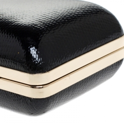 Pre Owned Diane von Fursterberg Black Lizard Embossed Leather Sutra Clutch