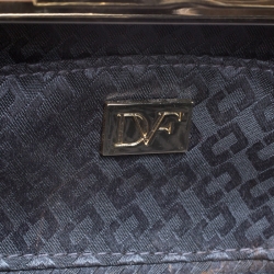 Pre Owned Diane von Fursterberg Black Lizard Embossed Leather Sutra Clutch