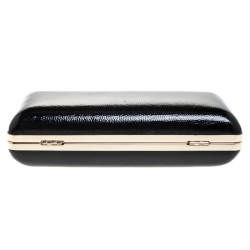 Pre Owned Diane von Fursterberg Black Lizard Embossed Leather Sutra Clutch