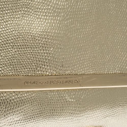 Pre Owned Diane Von Furstenberg Metallic Gold Lizrad Embossed Leather Chain Clutch