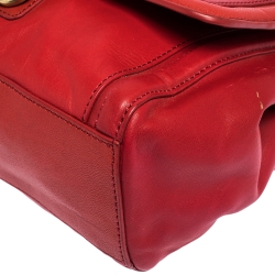 Pre Owned Diane Von Furstenberg Red Leather New Harper Satchel