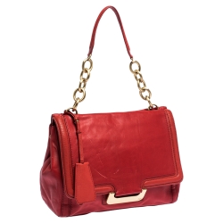 Pre Owned Diane Von Furstenberg Red Leather New Harper Satchel