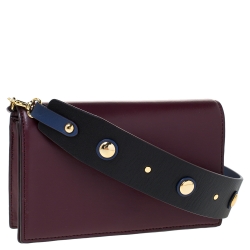 Pre Owned Diane von Furstenberg Burgundy Leather Flap Shoulder Bag