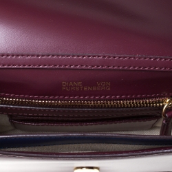 Pre Owned Diane von Furstenberg Burgundy Leather Flap Shoulder Bag