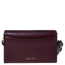 Pre Owned Diane von Furstenberg Burgundy Leather Flap Shoulder Bag