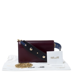 Pre Owned Diane von Furstenberg Burgundy Leather Flap Shoulder Bag