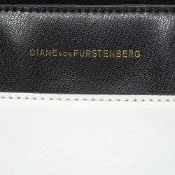 Pre Owned Diane Von Furstenberg White/Black Leather On The Go Tote