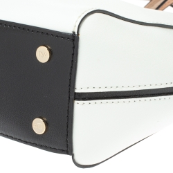 Pre Owned Diane Von Furstenberg White/Black Leather On The Go Tote