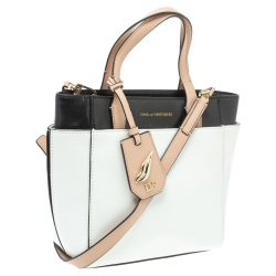 Pre Owned Diane Von Furstenberg White/Black Leather On The Go Tote