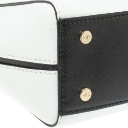 Pre Owned Diane Von Furstenberg White/Black Leather On The Go Tote