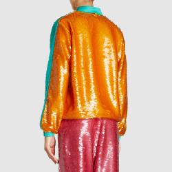Dima Ayad Multicoloured Two-Tone Sequined Bomber Jacket Size S