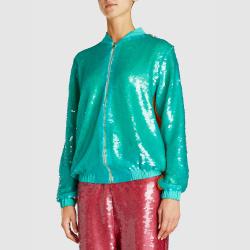 Dima Ayad Multicoloured Two-Tone Sequined Bomber Jacket Size S