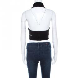 Pre Owned Dion Lee Black Crepe Halter Neck Zip Lock Bustier M