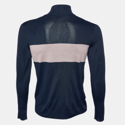 Dior Homme Navy Blue Logo Intrasia Knit Cashmere High Neck Sweater S