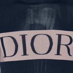 Dior Homme Navy Blue Logo Intrasia Knit Cashmere High Neck Sweater S