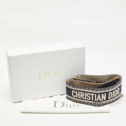 Dior Navy Blue/Beige Canvas and Leather Shoulder Bag Strap