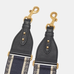 Dior Navy Blue/Beige Canvas and Leather Shoulder Bag Strap