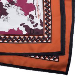 Dior Multicolor Map Print Square Scarf