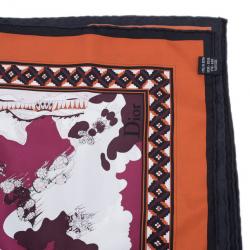 Dior Multicolor Map Print Square Scarf