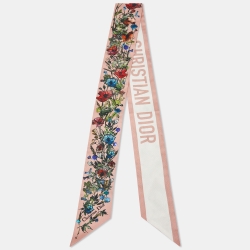 Christian Dior Pink D-Millefiori Mitzah Printed Silk Bandeau Scarf