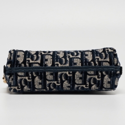 Pre Owned Dior Navy Blue/White Oblique Velvet Cosmetic Pouch
