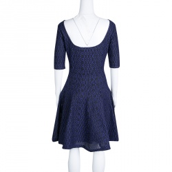 Dior Purple and Black Textured Knit Fit and Flare Dress L