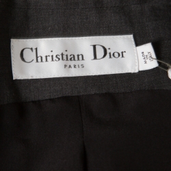 Christian Dior Grey Wool Gabardine Single Button Sleeveless Blazer S