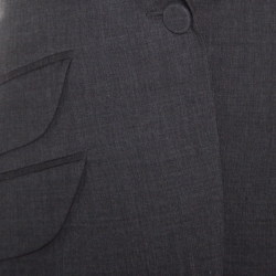 Christian Dior Grey Wool Gabardine Single Button Sleeveless Blazer S