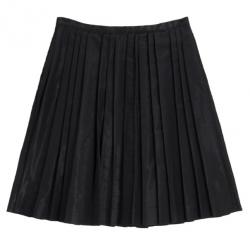 Pre Owned Christian Dior Black Silk Shimmer Pleated Skirt S