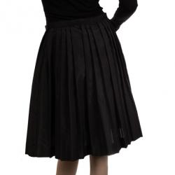 Pre Owned Christian Dior Black Silk Shimmer Pleated Skirt S