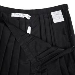 Pre Owned Christian Dior Black Silk Shimmer Pleated Skirt S