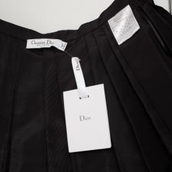 Pre Owned Christian Dior Black Silk Shimmer Pleated Skirt S