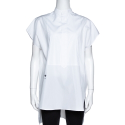 Dior White Cotton Bee Embroidered Sleeveless Blouse S