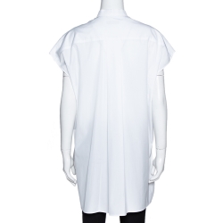 Dior White Cotton Bee Embroidered Sleeveless Blouse S