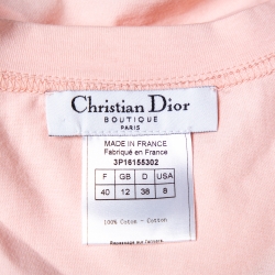 Pre Owned Christian Dior Salmon Pink Denim Logo Printed Tank Top M
