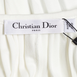 Pre Owned Dior White Knit Pleated Flared Dress S