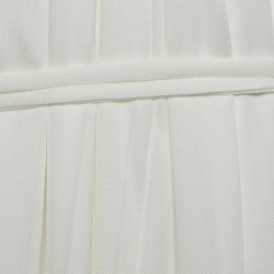 Pre Owned Dior White Knit Pleated Flared Dress S