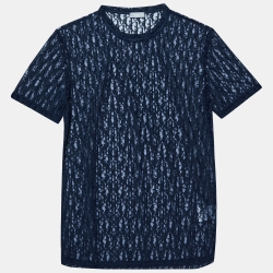 Dior Homme Navy Blue Oblique Jersey Sheer T-Shirt M