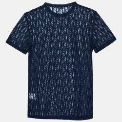 Dior Homme Navy Blue Oblique Jersey Sheer T-Shirt M