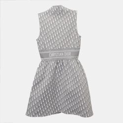 Dior Grey Monogram Knit Zipper Mini Dress S