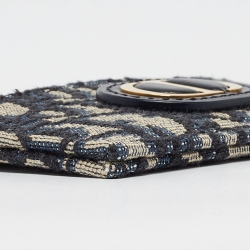 Pre Owned Dior Blue Oblique Jacquard Canvas 30 Montaigne Freesia Card Holder