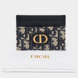 Pre Owned Dior Blue Oblique Jacquard Canvas 30 Montaigne Freesia Card Holder