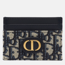 Pre Owned Dior Blue Oblique Jacquard Canvas 30 Montaigne Freesia Card Holder