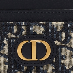 Pre Owned Dior Blue Oblique Jacquard Canvas 30 Montaigne Freesia Card Holder