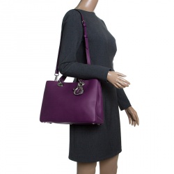Pre Owned Dior Purple Leather Medium Diorissimo Shopper Tote