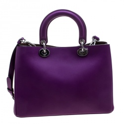 Pre Owned Dior Purple Leather Medium Diorissimo Shopper Tote